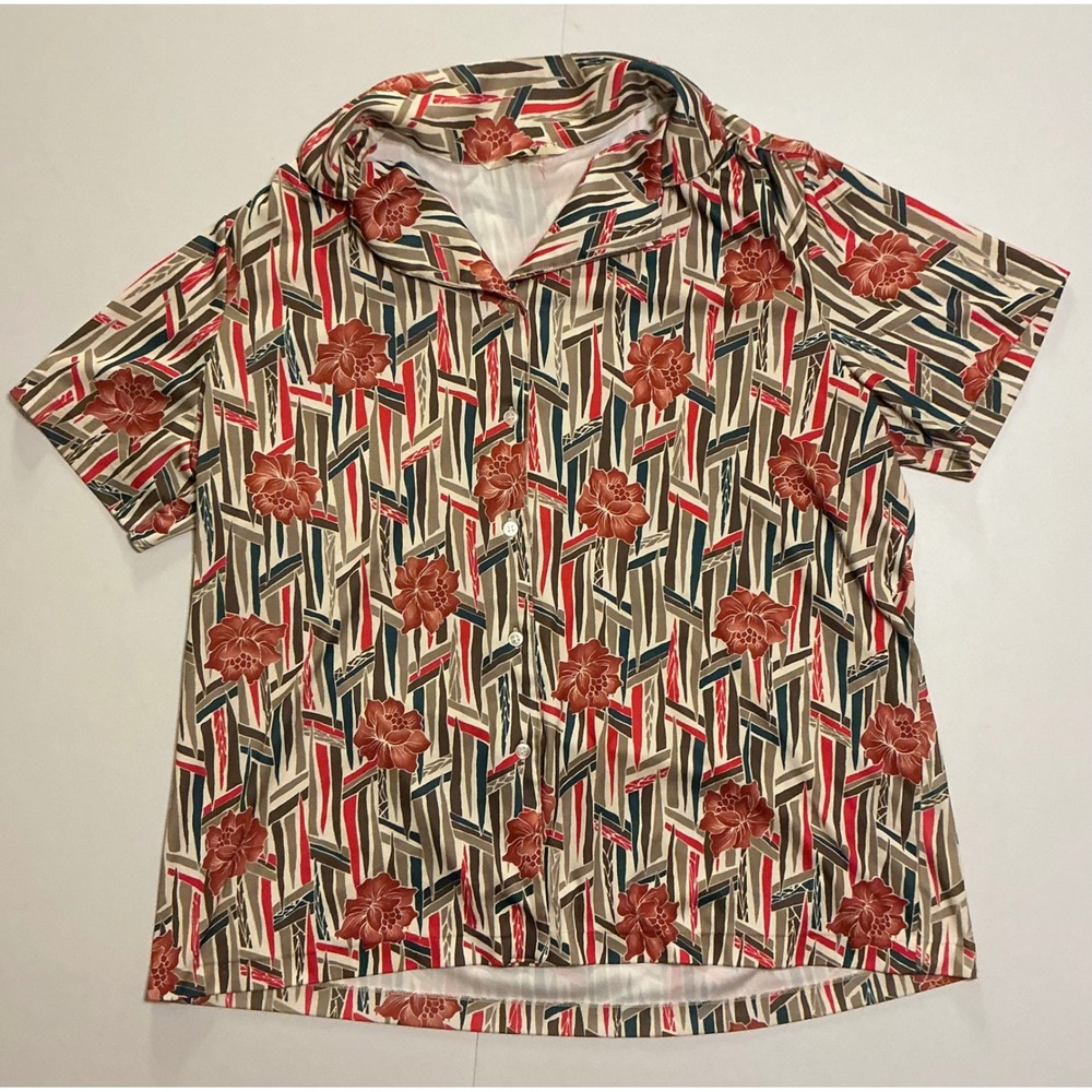 VTG Sears 70s AOP Floral Abstract Geometric Disco Polyester Mens Sz L 4